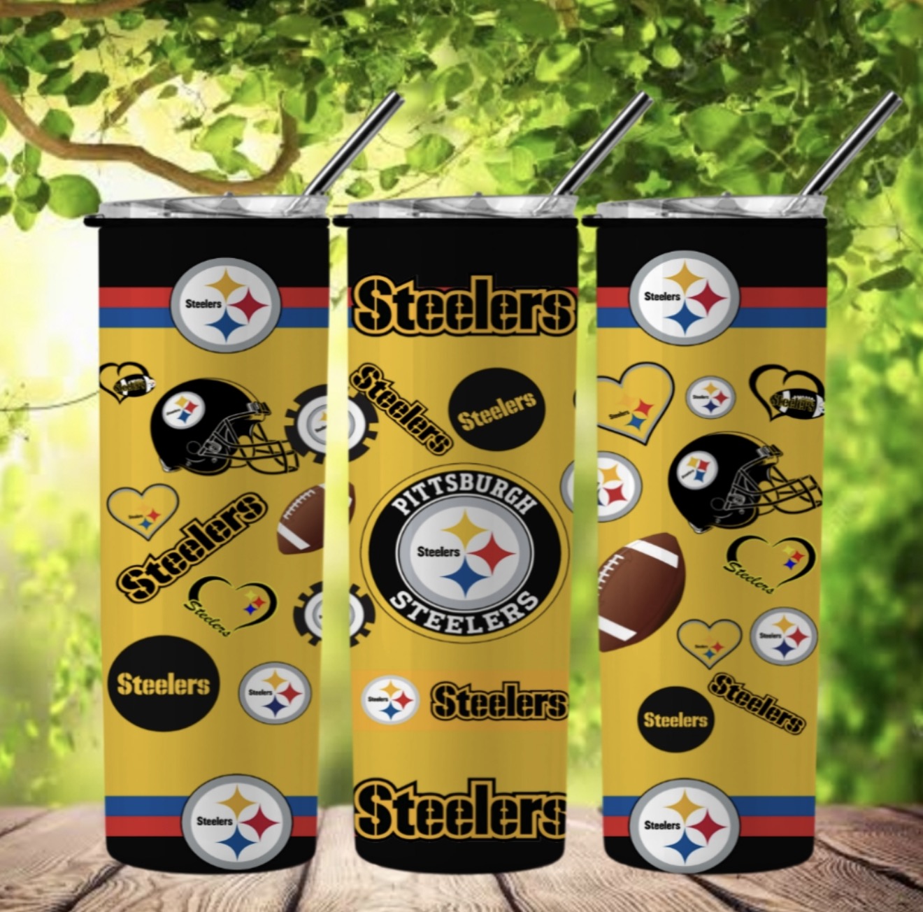 Yellow Pittsburgh Inspired Graphic 20oz Tumbler